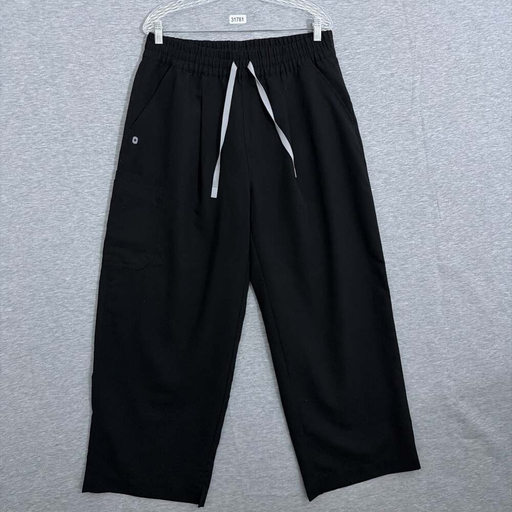 Figs Women’s Size XL Petite Black Isabel High Rise Wide Leg Scrub Pants